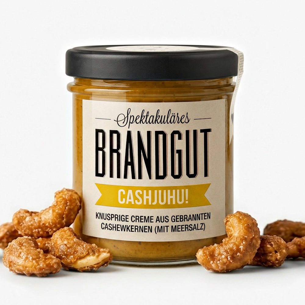 1 Glas "Brandgut" "Cashjuhu" Cashewcreme mit gebrannten Cashewkernen