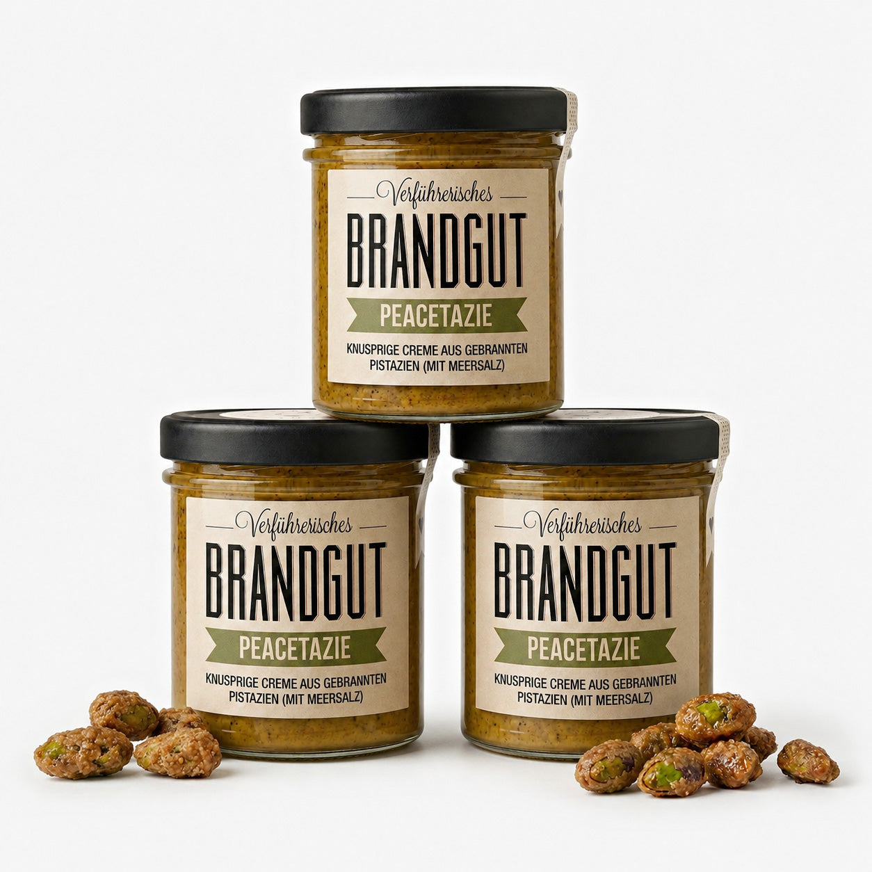 3 Gläser "Brandgut" "Peacetazie" Pistaziencreme mit gebrannten Pistazien