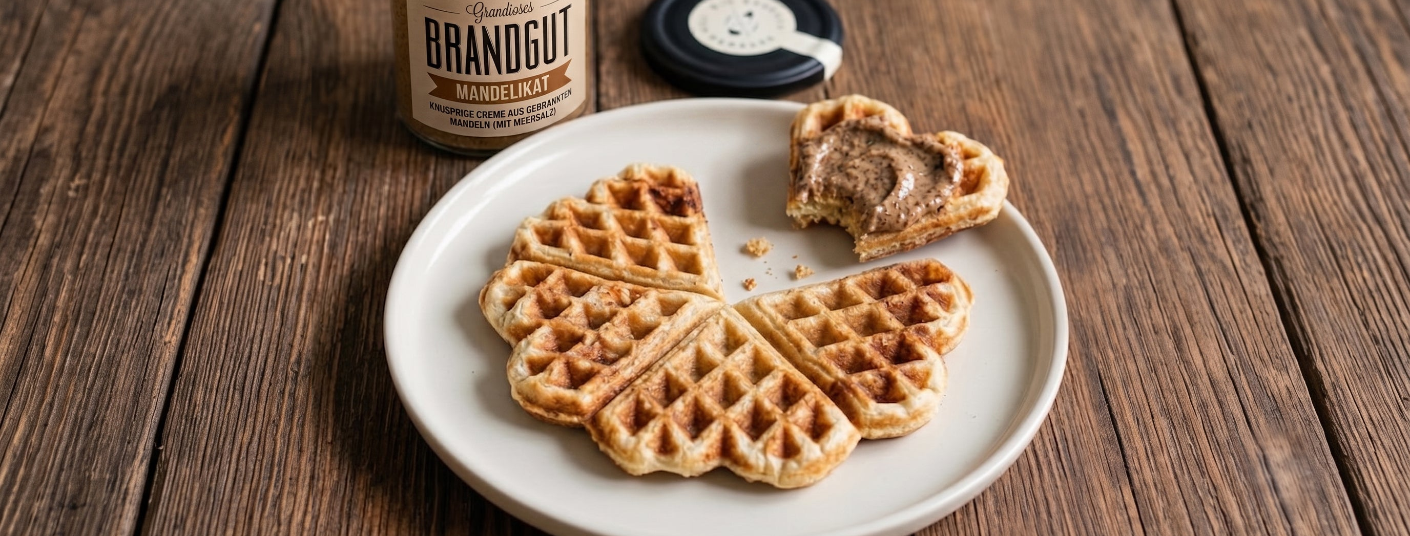 Herz-Waffel mit Mandelcreme Mandelikat von Brandgut